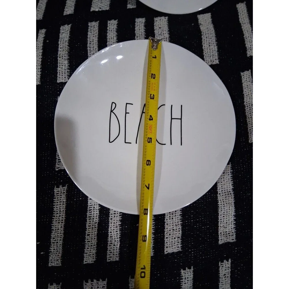 Rae Dunn Magenta Plates, Set Of 4, 8 Inch Melamine Beach Relax Summer Sunshine